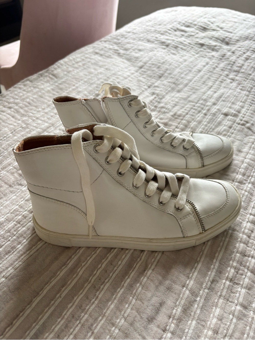 Frye White High-Top Leather Sneakers